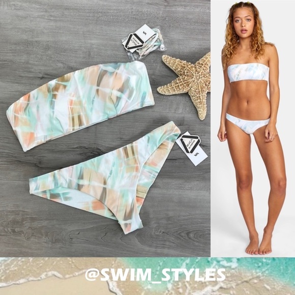 ☀️RVCA☀️ DYE DREAM BANDEAU DYE DREAM CHEEKY BIKINI SET - Picture 1 of 15